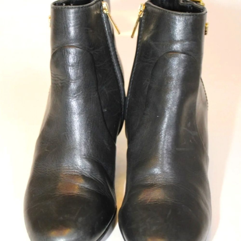 Tory Burch Womens 7 M Leather Wedge Heeled Zip Ankle Boots 👢 Booties - Picture 6 of 13
